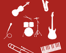 Silhouetten verschiedener Musikinstrumente als Symbol fürs Instrumentenkarussell